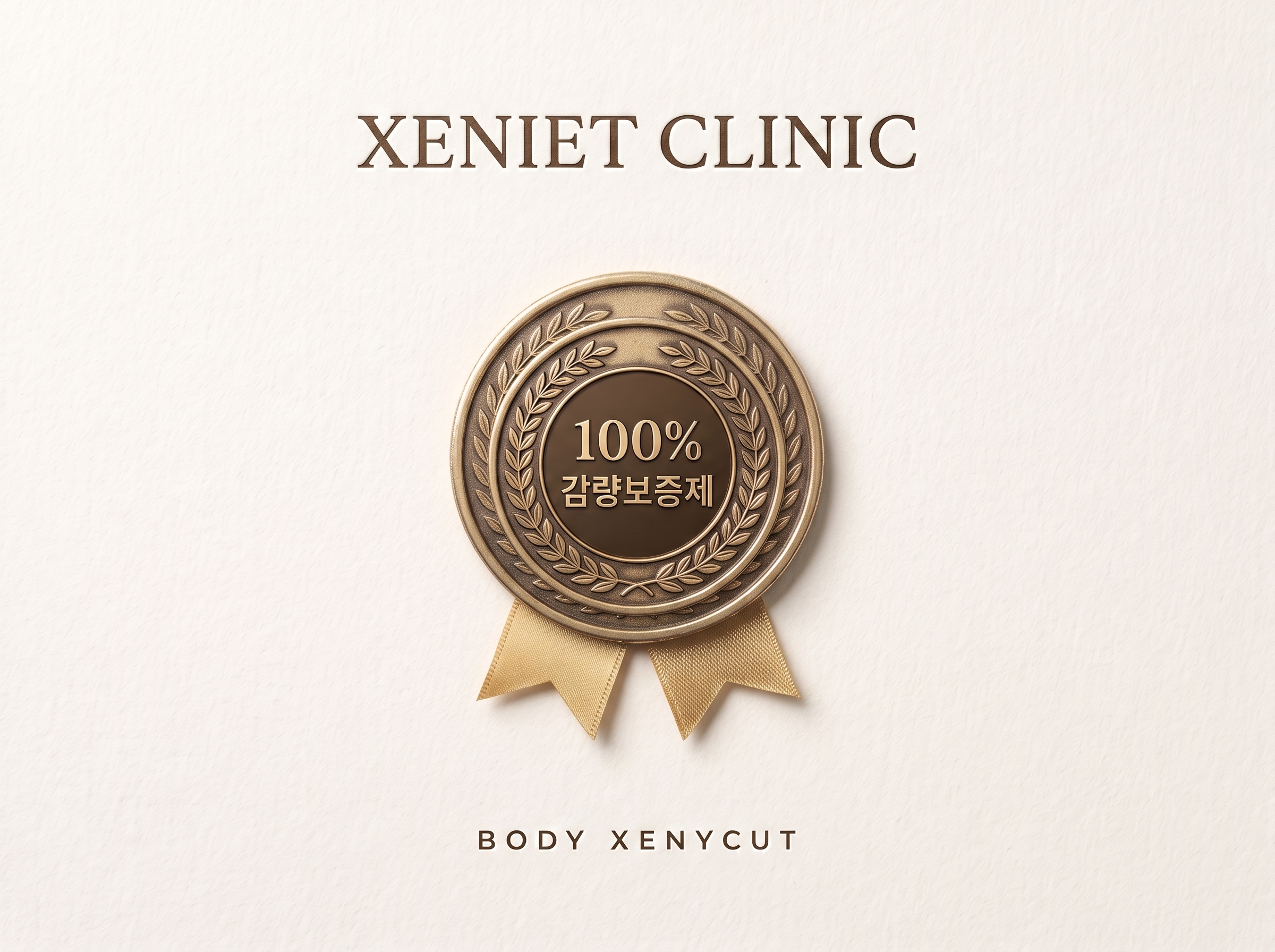 XENIET CLINIC, 금색 월계수 메달의 100% 감량보증제 안내